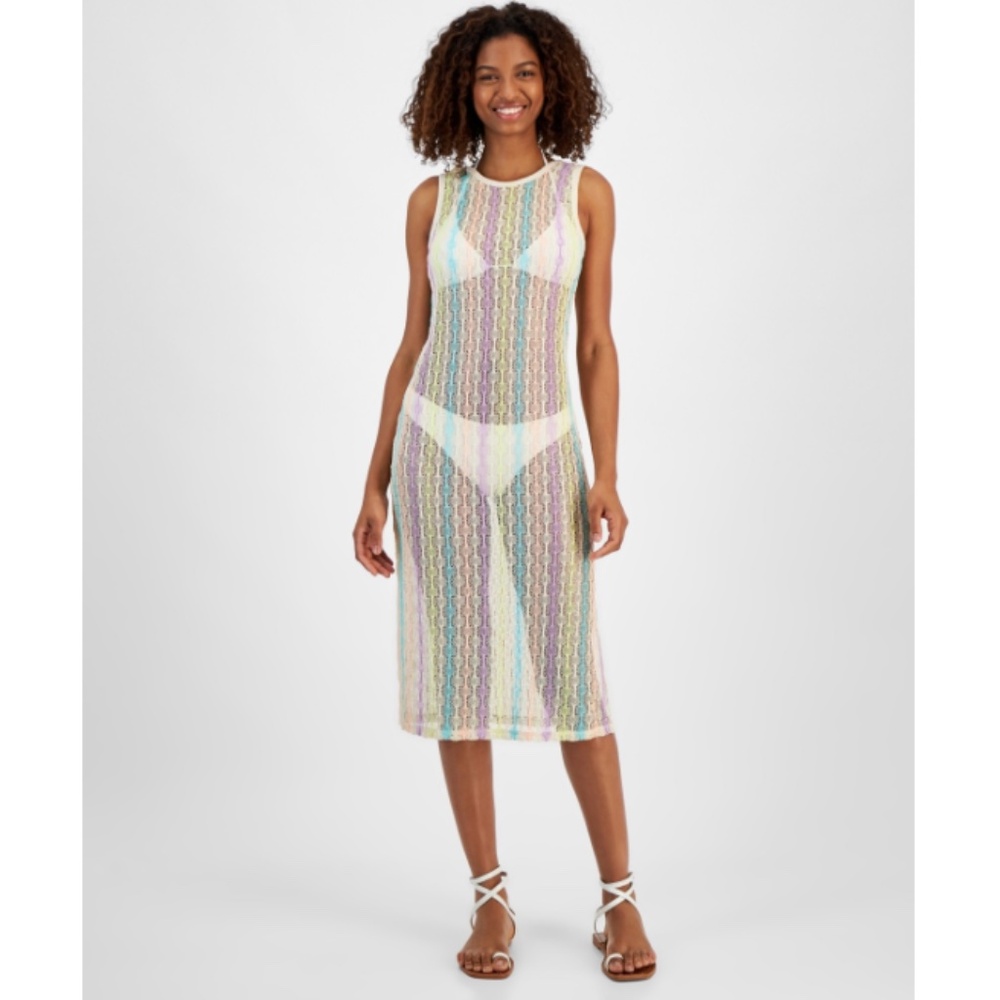 NWT Miken Women's Open Knit Sleeveless Cover up Dress,
